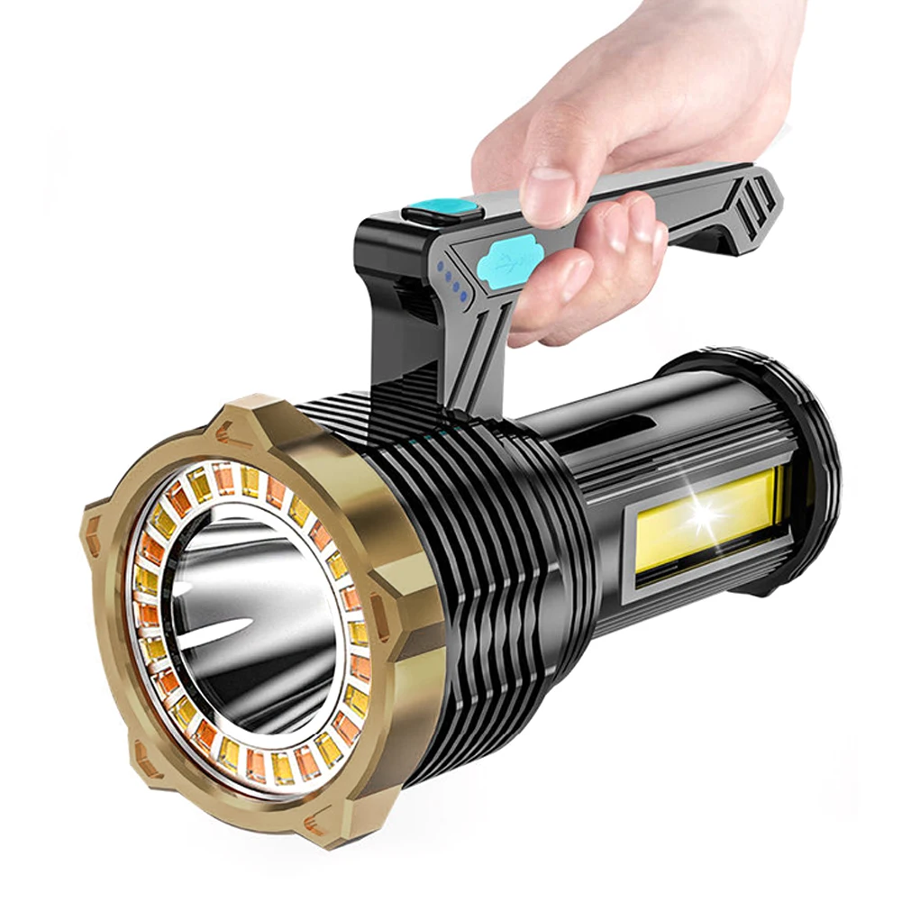 

Фонарик для рыбалки, USB Перезаряжаемый светодиодный фонарик с боковым фонариком, внешнее освещение для пеших прогулок, скалолазания, экстренных ситуаций
