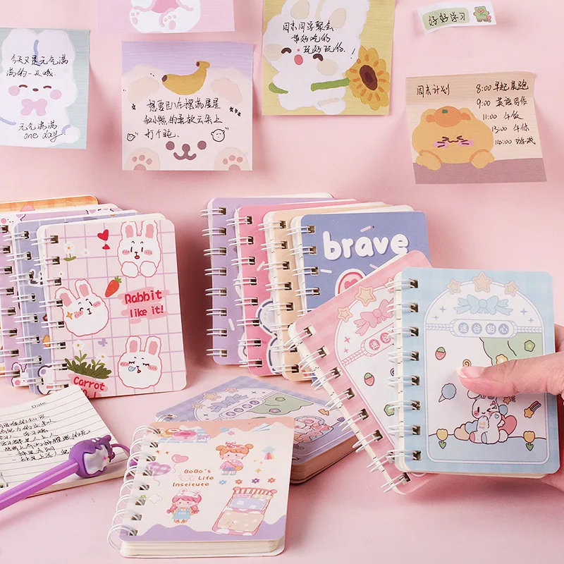 

A7 Kawaii Animal Winding Notebooks Bear Rabbit Mini Portable Pocket Notepad Student Stationery Children Gift School Supplies