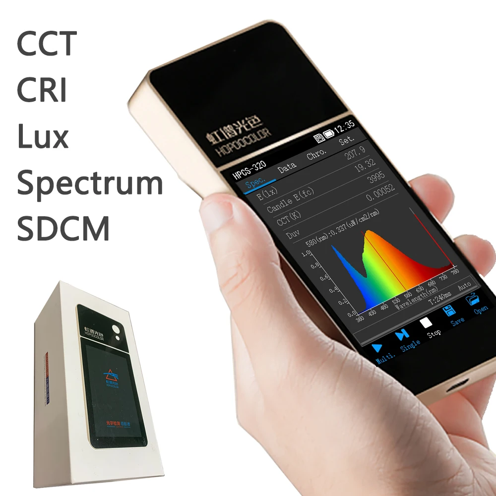

HPCS320 Spectrometer Lux Meter LED Light CCT CRI Spectrum Analysis