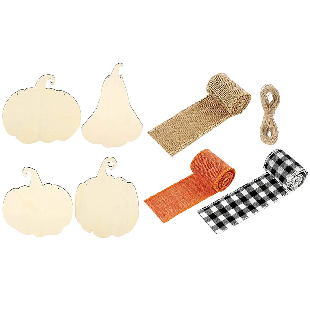 

Pumpkin Cutout Woodenslices Chips Pumpkins Shape Ribbons Unfinished Blank Toys Painting Kids Plaid Buffalo Wired Twine Jute