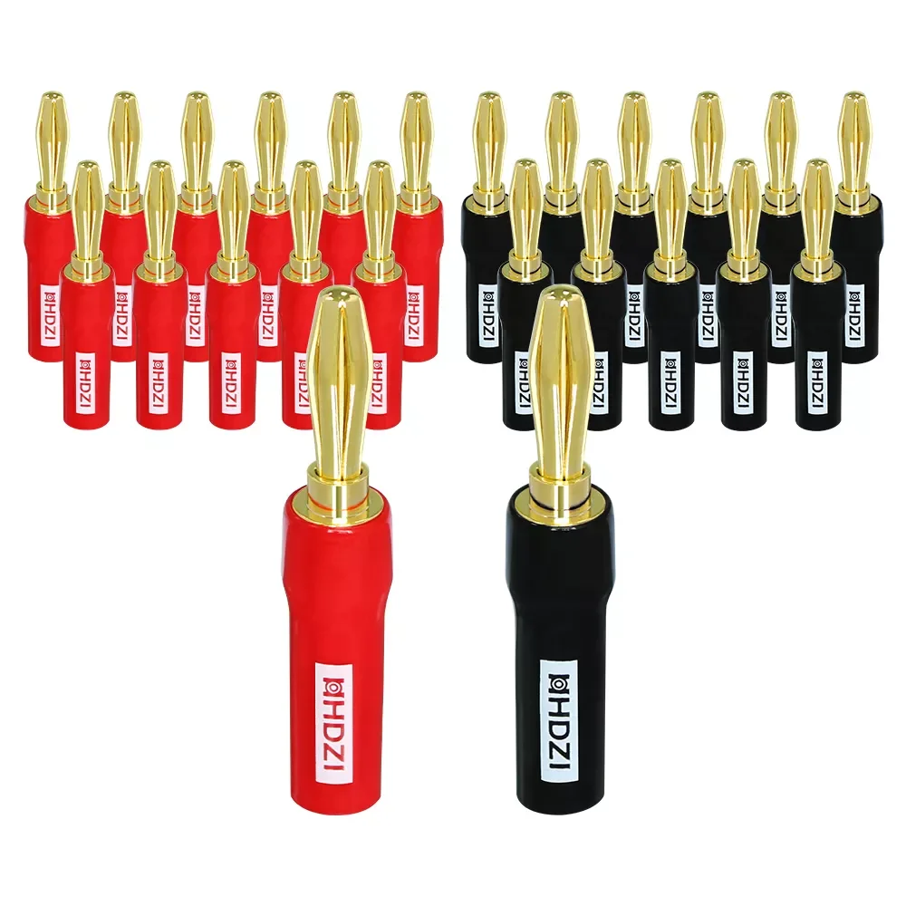 

4pcs/Set LType Six Leaves Wave Lantern Pin Plug Gold Plated Copper Y Type Banana Plugs Right Angle Speaker Connector+Soft Rubber
