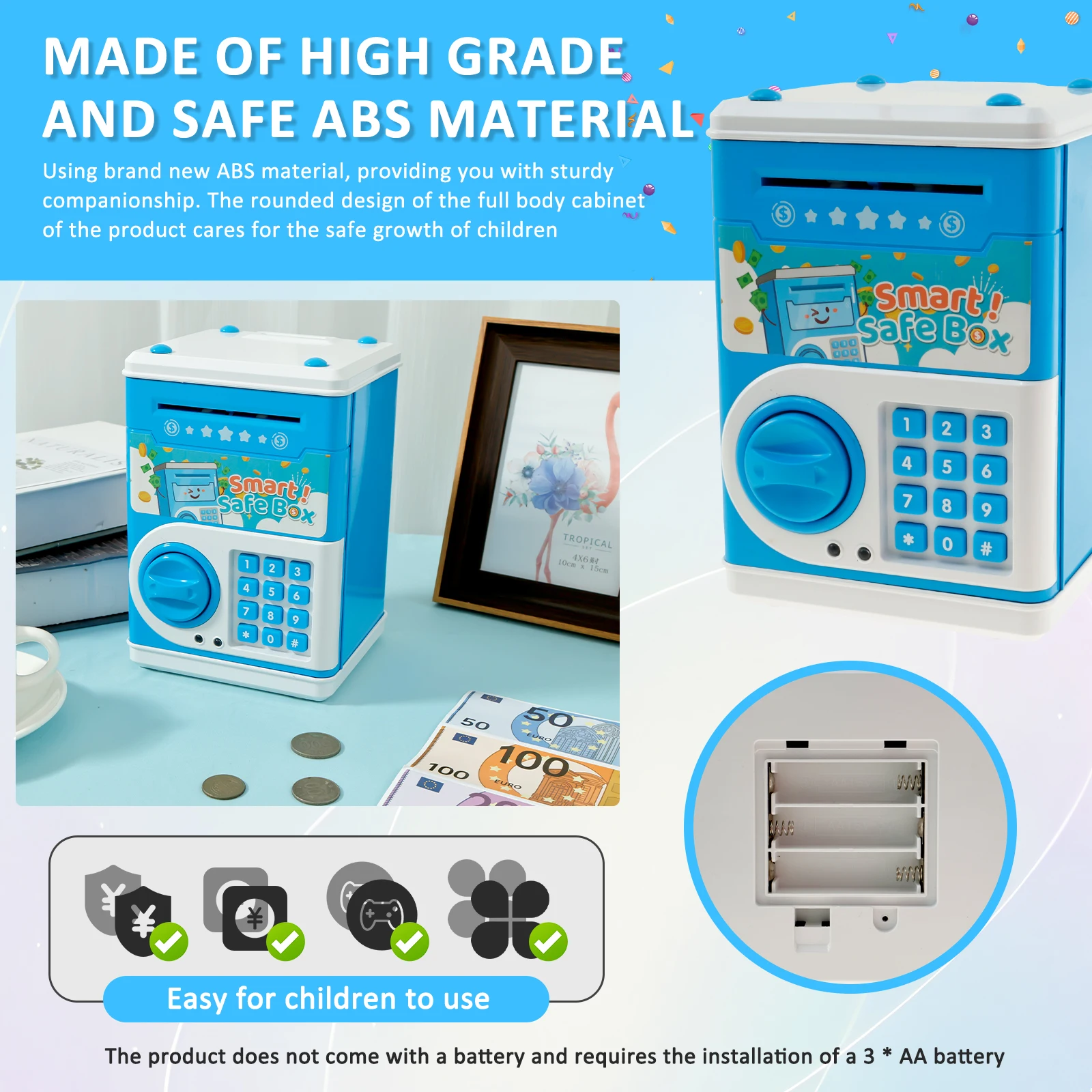 Детская копилка милая детская с паролем и игрушечной банкнотой электронный код