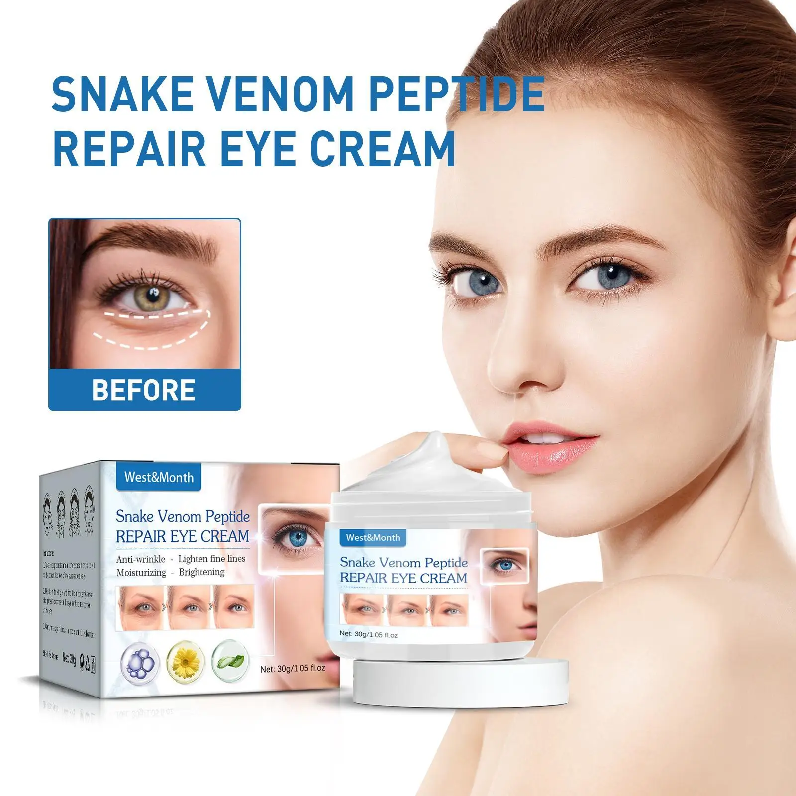 

Snake Eye Cream Whitening Dark Circles Removal Fade Eye Bags Lift Firm Brightening Remove Dark Circles Essence Cream