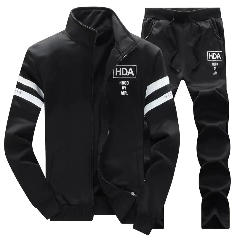 

2023 New Arrival Men's Spring and Autumn Round Neck Coat + Pants Striped Embellished Fashion Two-piece Sets