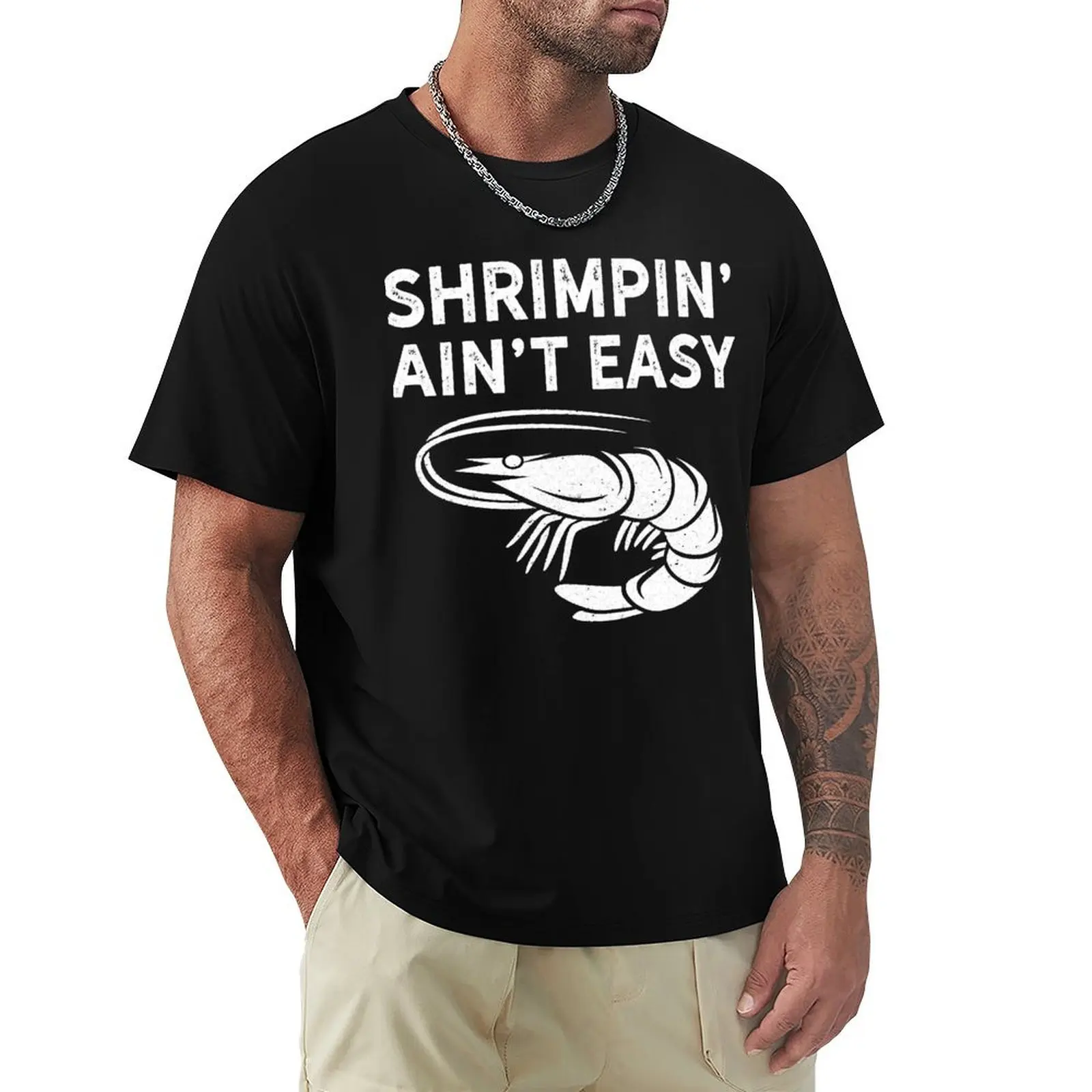Фото Футболка BJJ Shrimpin Aint Easy Light for Jiu Jitsu, роскошная дизайнерская забавная рубашка, хлопковая мужская футболка №1