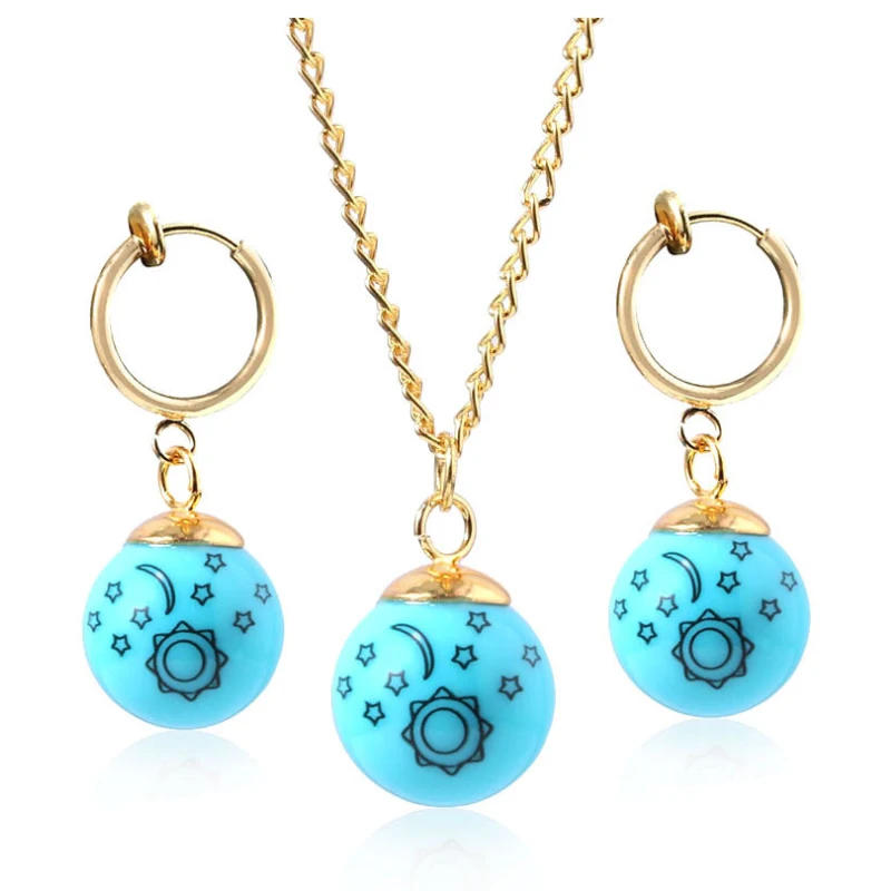 

Anime Jewelry Set The Seven Deadly Sins Elizabeth Liones Moon Stars Necklace With Earrings for Women Girl Cosplay Jewelry Gift