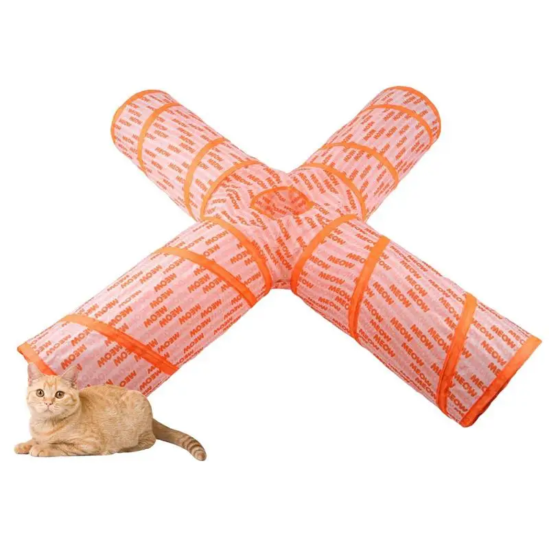 

Складной тоннель для домашних животных, игровой тоннель для кошек с четырьмя каналами, тоннель для кошек, игрушка для мыши, кролика