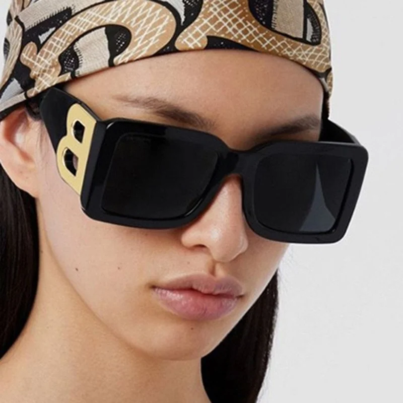 

New Fashion Oversized The Letter B Square Luxury Trend Sunglasses Women Men Retro Rectangle Sunglasses Gafas De Sol