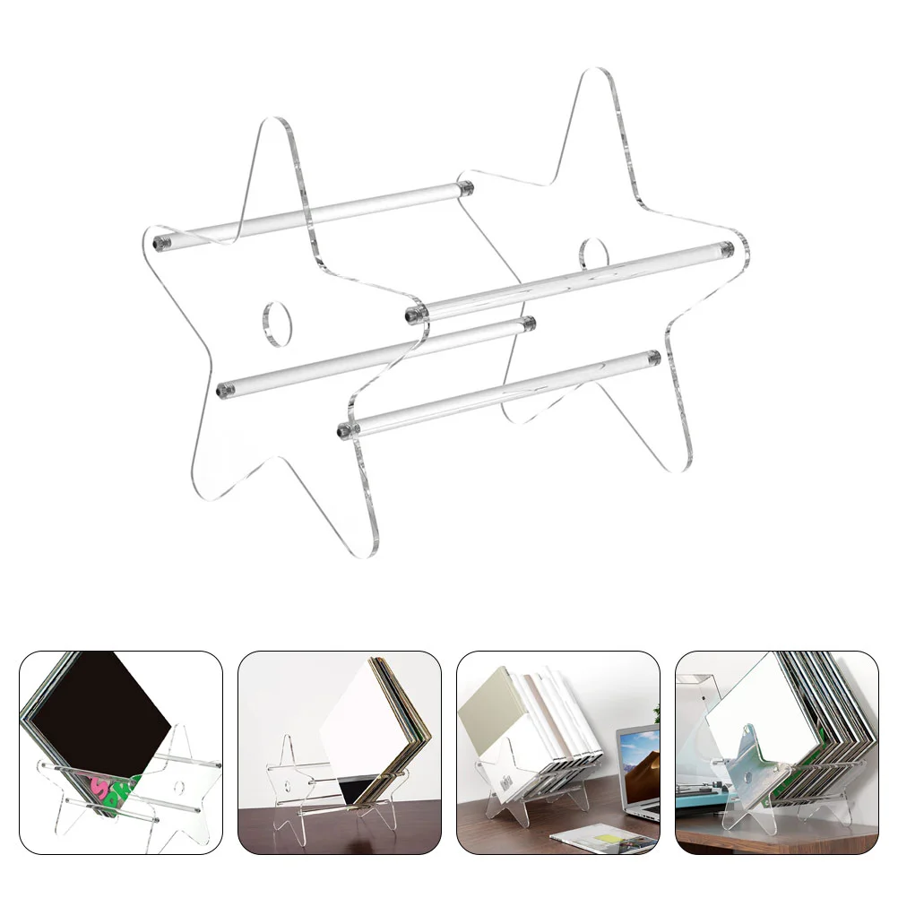 

Acrylic Jewelry Stand Book Shelf Office File Holder Rack Photo Book Album Vinyl Record Rack File Rack Vinyl Holder Rack