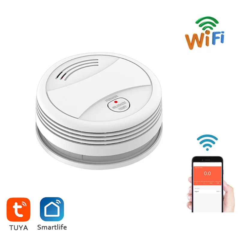 

Tuya WiFi Smoke Alarm Fire Protection Smoke Detector Smokehouse Combination Smart Life App Notification Security Alarms For Home