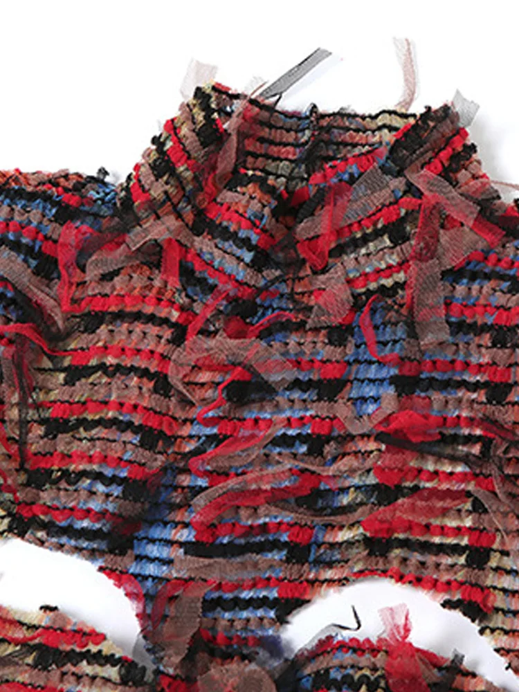 Beyprern женское разноцветное трикотажное платье миди с кисточками и открытой