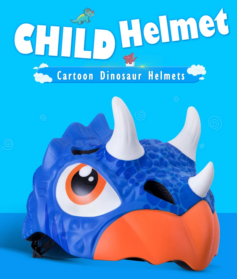 

ROCKBROS Bike Cartoon Helmet For Kids Cycling Children Sports Scooter Safety Dinosaur Helmet Boys Grils Bicycle Accessories