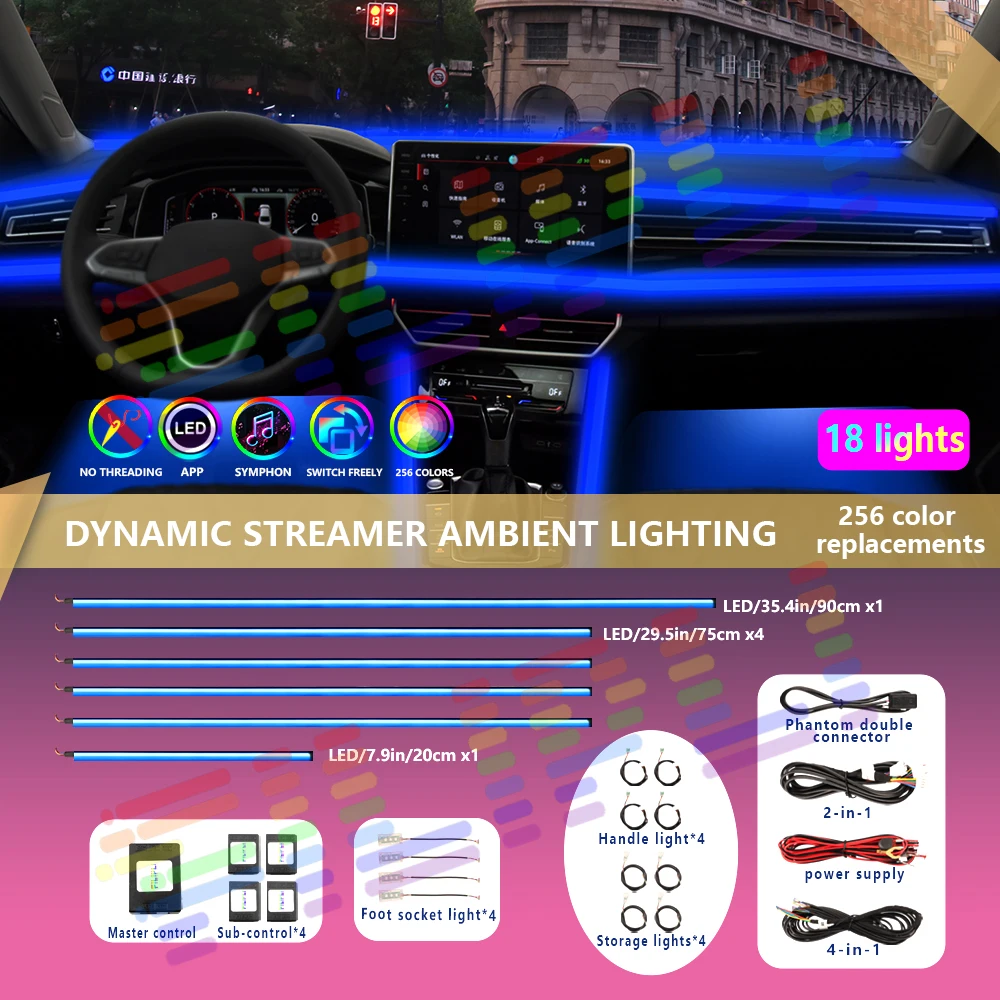 Универсальный RGB-светильник для салона автомобиля 64 цвета 50000 часов