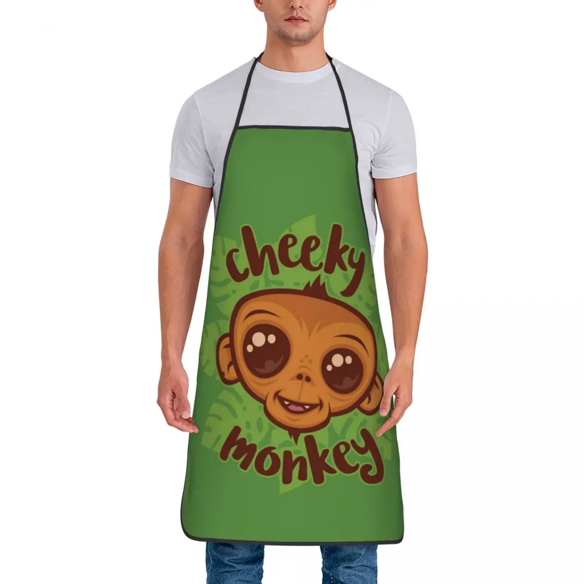Фото Фартуки Cheeky Monkey с героями мультфильмов Simian, фартуки для шеф-повара, приготовления пищи, выпечки, нагрудник без рукавов, кухонный сарафан для уборки для женщин и мужчин, садоводства №2