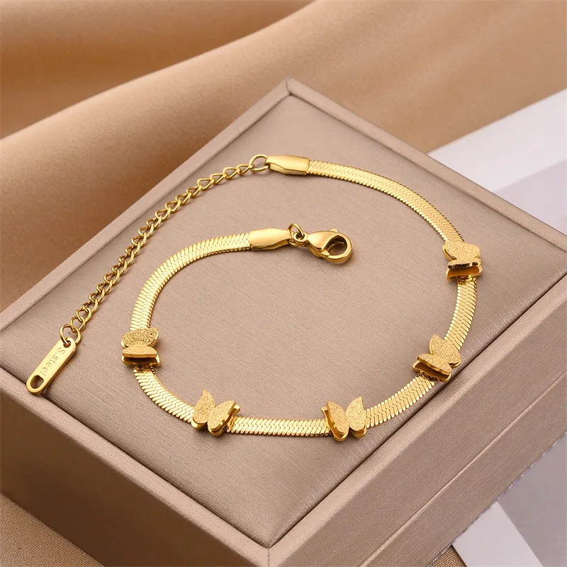 

XIYANIKE 316L Stainless Steel Bracelets for Women Gold Color Snake Bone Butterfly Shape Women's Bracelets Jewelry Drop Shipping