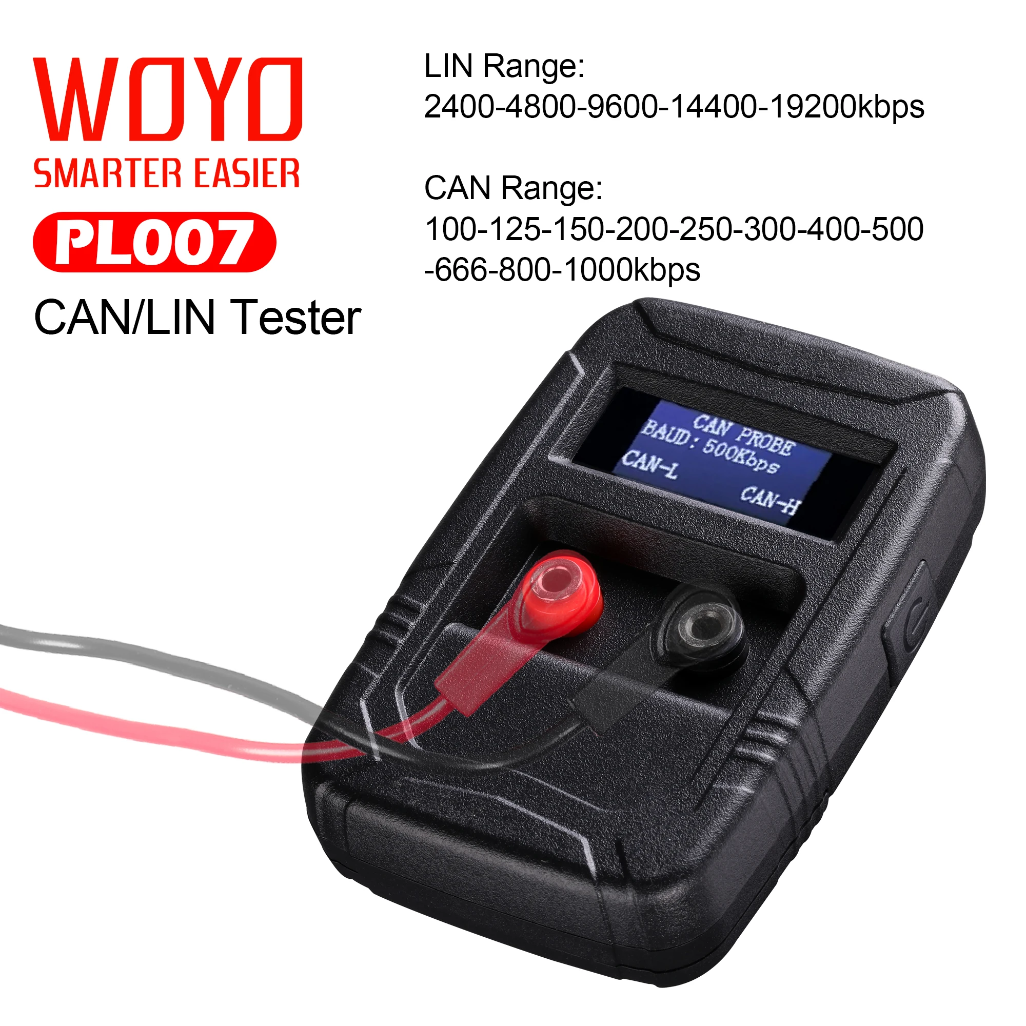 WOYO PL007 Автомобильный анализатор CAN, анализатор CAN BUS, автоматическое распознавание Φ CANL, тестер CAN LIN для демонстрации скорости передачи бод