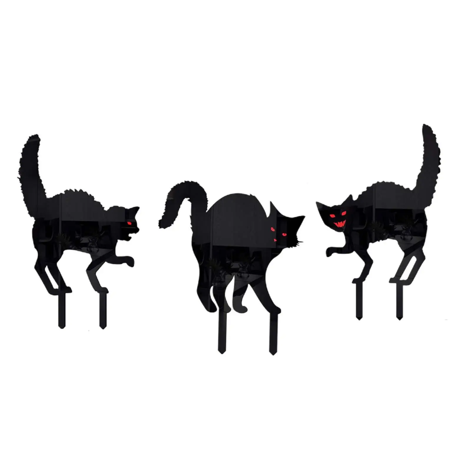 

3Pcs Black Cat Statue Stakes Halloween Acrylic for Courtyard Outdoor Pathway