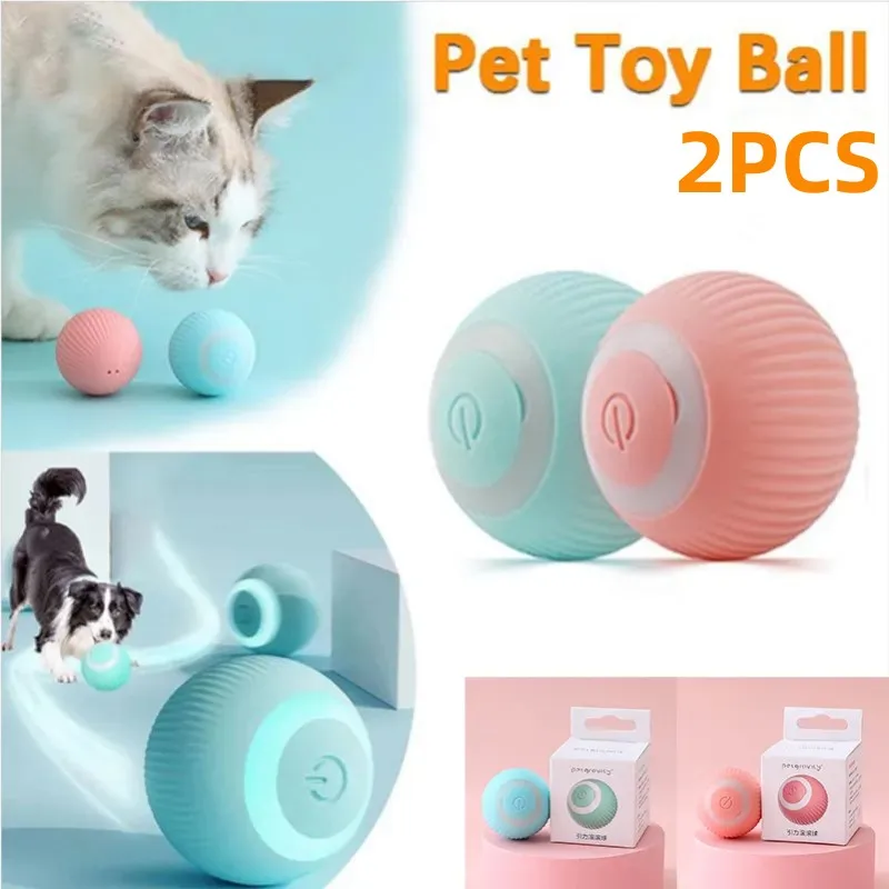 

2XSmart Cat Toys Automatic Rolling Ball Electric Cat Toys Interactive For Cats Training Self-moving Kitten Toys Pet Accessories