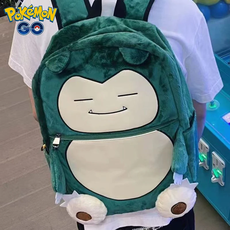 

New Pokemon Snorlax Plush Backpack Cartoon Student Men Women Mobile Phone Key Storage Bag Coin Purse Children's toy Plush Doll