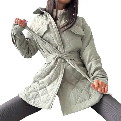 Зимнее женское хлопковое пальто 2023, однобортная куртка, свободная ромбовидная длинная теплая куртка, Женское пальто, Топ