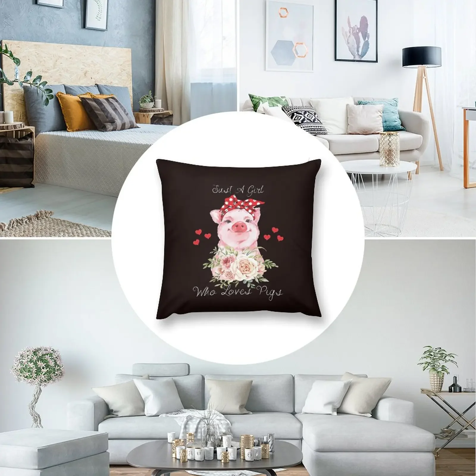 Милая подушка Просто девочка которая любит свиньи аниме рождественские