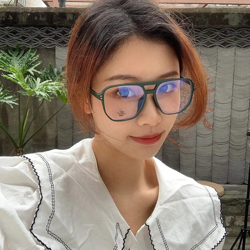 

Fashion Square Double Bridges TR90 Women Glasses Frame Clear Anti-Blu-Ray Eyewear Retro Men Optical Frame Computer Goggles 2022