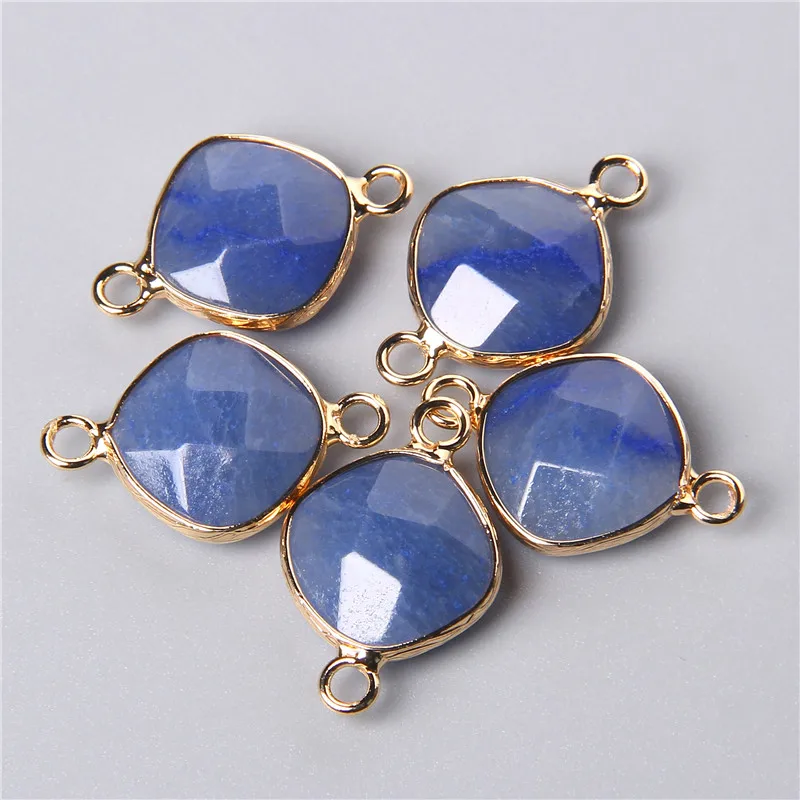 

Подвески из натурального граненого камня, квадратные синие авантюрины, Подвески ручной работы, оптовая продажа