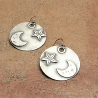 large round silver plated moon star pendant earrings boho wedding party jewelry gifts for her