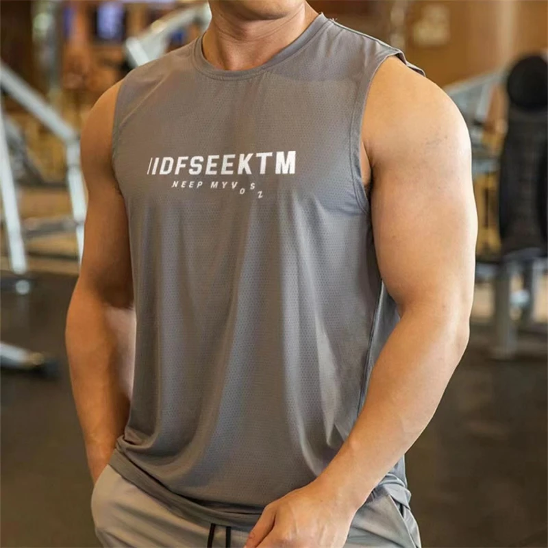 Men's Fitness Sports Vest Running Gym Tank Tops Workout Sportswear Jogging Undershirt Male Sleeveless Shirts Summer Tanktop Man