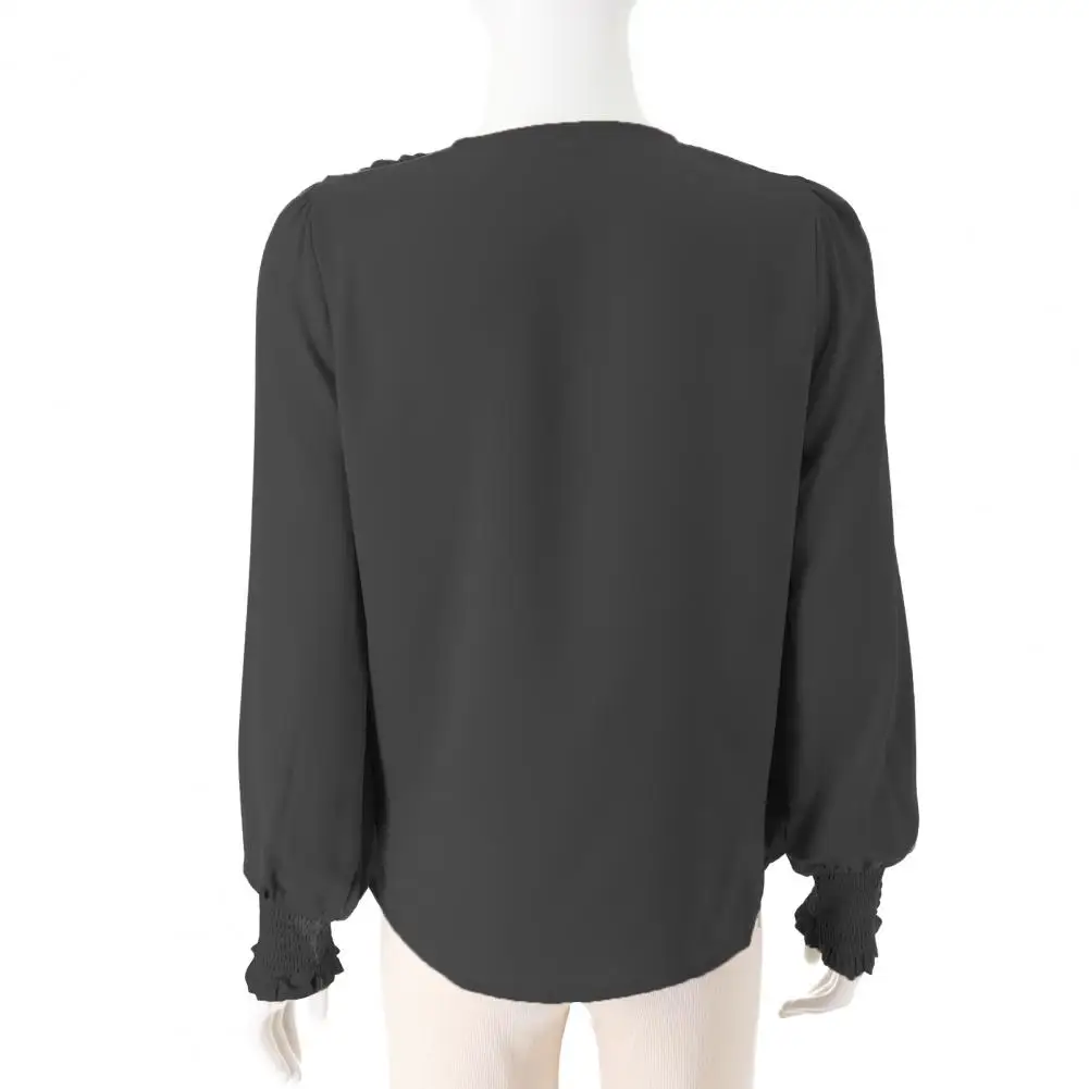

Super Soft Women Top Elegant V-neck Lantern Sleeve Women's Top Soft Stylish Holiday Casual Chic Shirt for Commuter Party