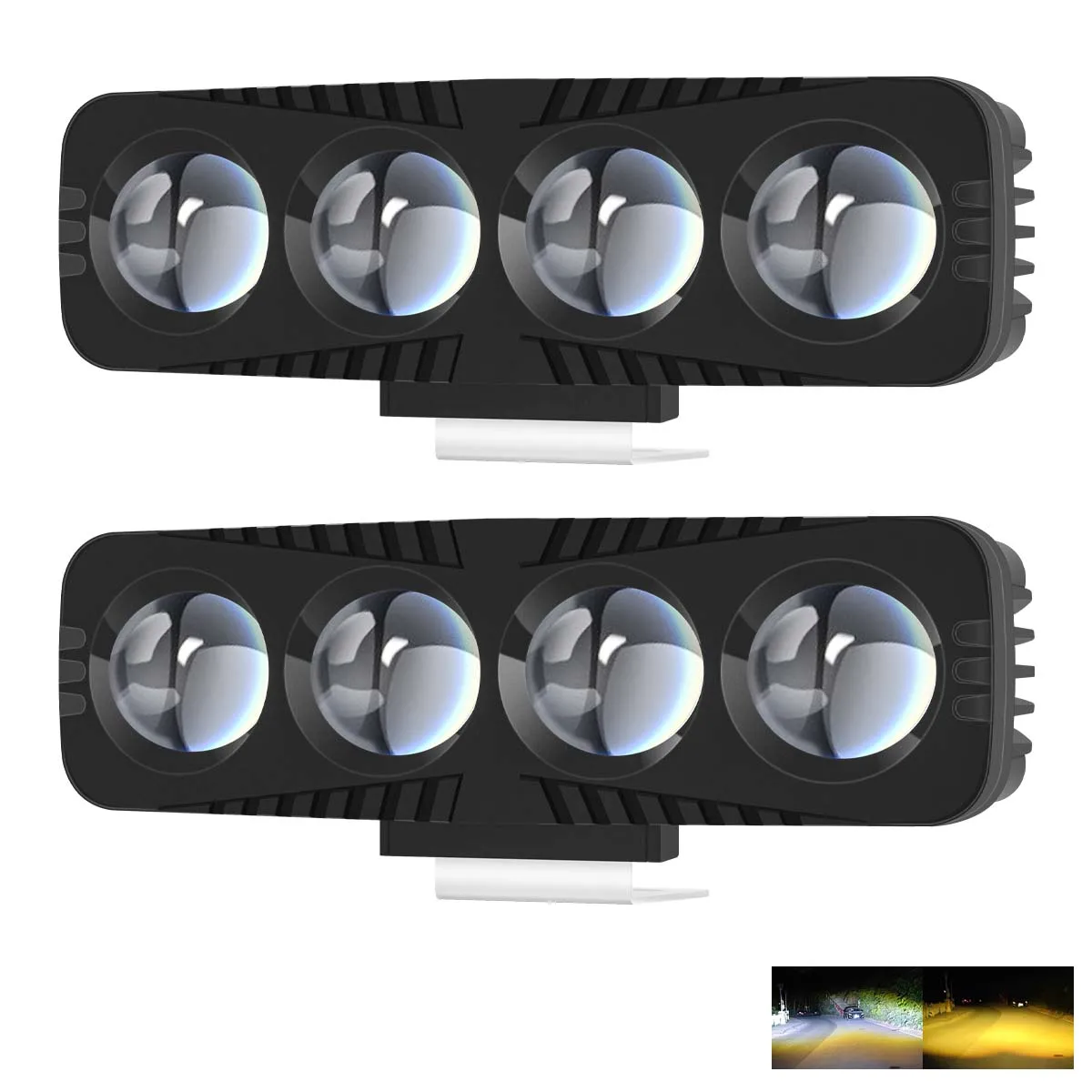 2 шт. дополнительные светодиодные фары для мотоциклов, прожекторы, 4 линзы, лазерная лампа, вспомогательная лампа для мотоциклов, противотуманные фары, скутер, фары дальнего света