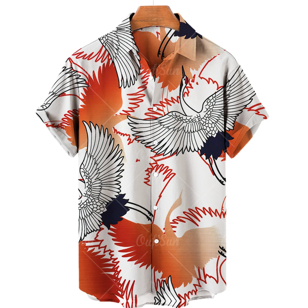 2022 Men's Hawaiian Shirt, 3D Printed Short Sleeved Shirt, Men's Casual Fashion Shirt, Lapel, Single Button, Beach Top