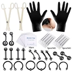 Набор ювелирных украшений для пирсинга тела, набор из 42 профессиональных черных колец для живота, губ, языка, Козелка, 14 г, 16 г