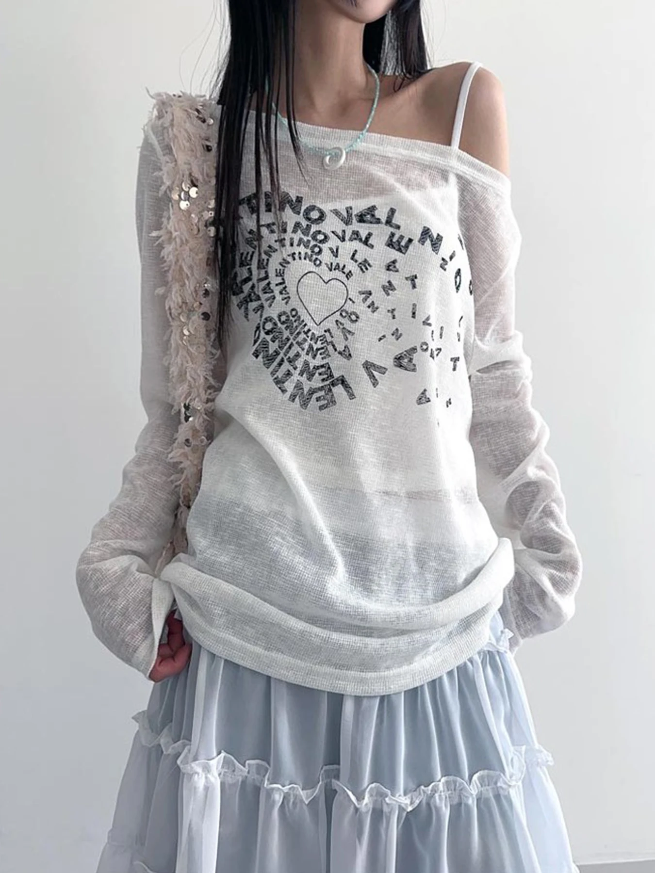 Iuae Тонкая накидка в форме сердца с длинными рукавами женский сложенный топ