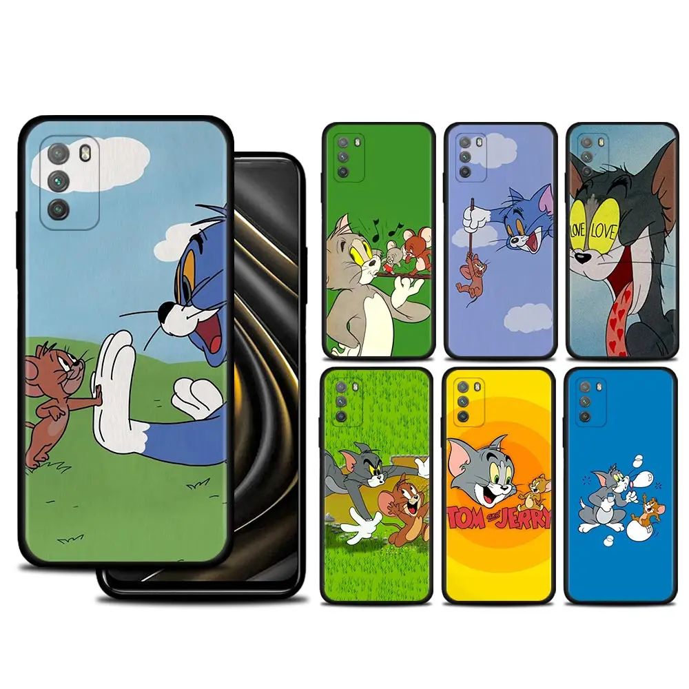 

Phone Case For Xiaomi Poco X4 X3 NFC M3 M4 Pro Cover For Mi 12 10T Pro 10T 11 Lite 11T 12X Funda Funny Cartoon Cat And Mouse