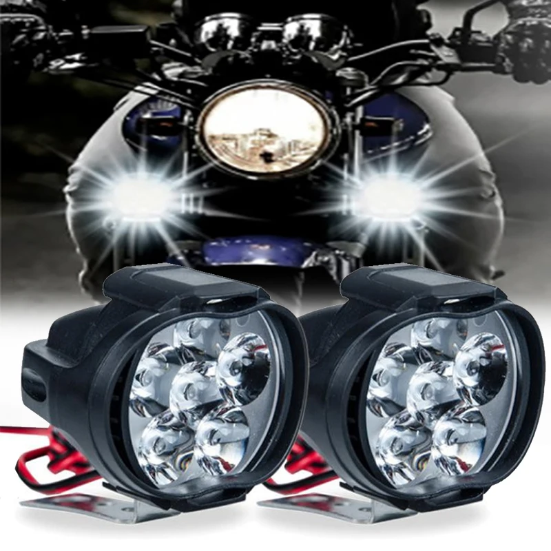 2pcs אופנוע פנס 6 LED אורות לבן זרקורים חשמלי רכב קטנועים מנורת גבוהה בהירות שונה עזר נורות