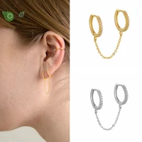 925 sterling silver needle metal chain tassel gold earrings fashion hoop earrings for women wedding luxury jewelry gifts