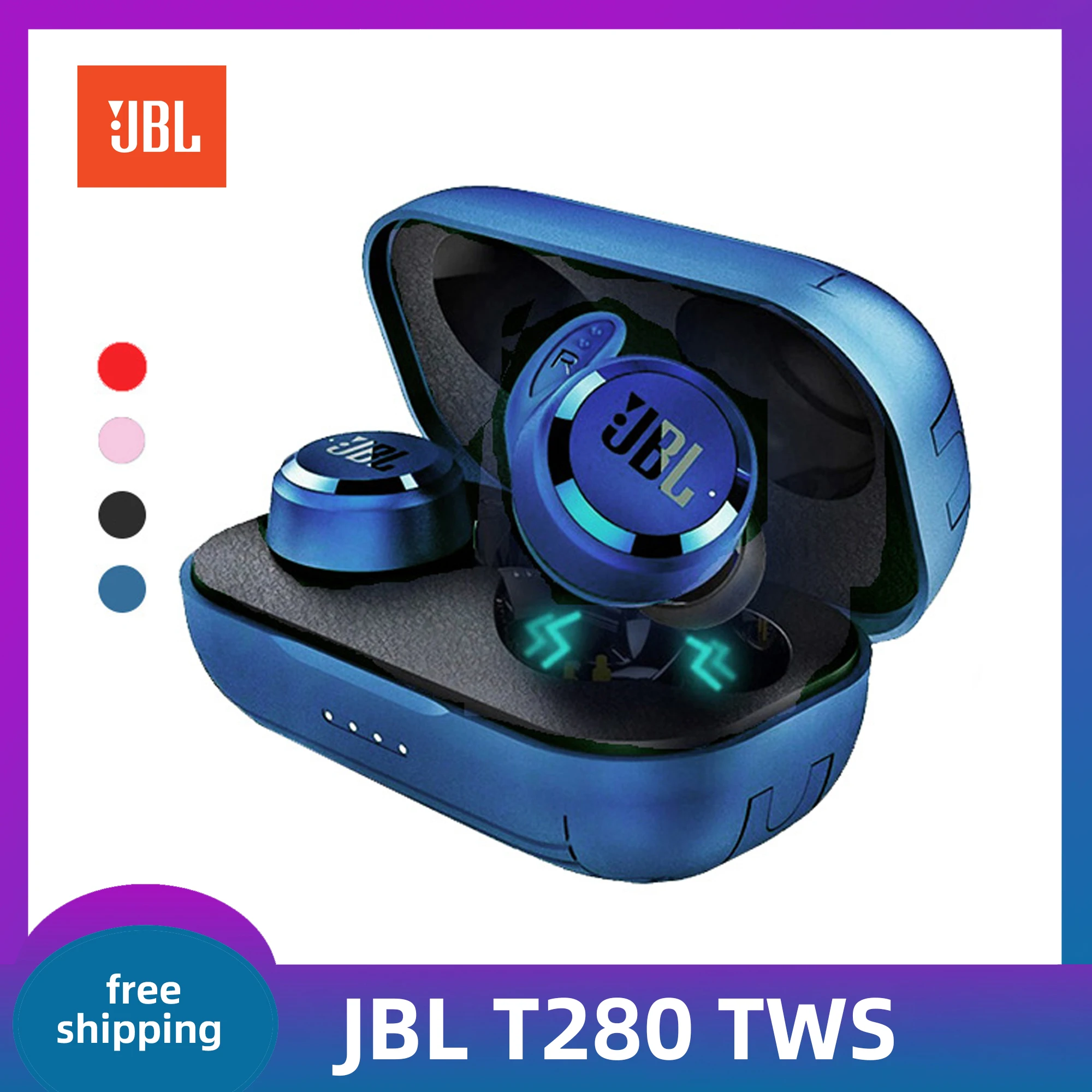 

100% Оригинальные беспроводные Bluetooth наушники JBL T280 TWS, спортивные наушники, наушники с глубокими басами, водонепроницаемая гарнитура с зарядн...