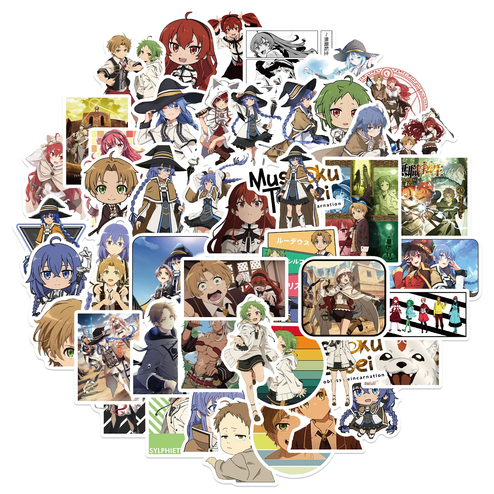 

50Pcs Anime Mushoku Tensei: Jobless Reincarnation Sticker Graffiti Stickers for DIY Luggage Skateboard Motorcycle Bicycle Sticke