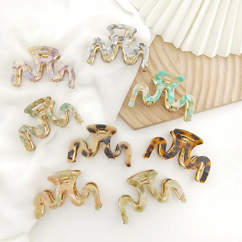 

New High Quality Acetate Metal Hair Claw Clip Crab Barrette Women Girl Elegant Acrylic Leopard Large Hair Clip Ponytail Headwear