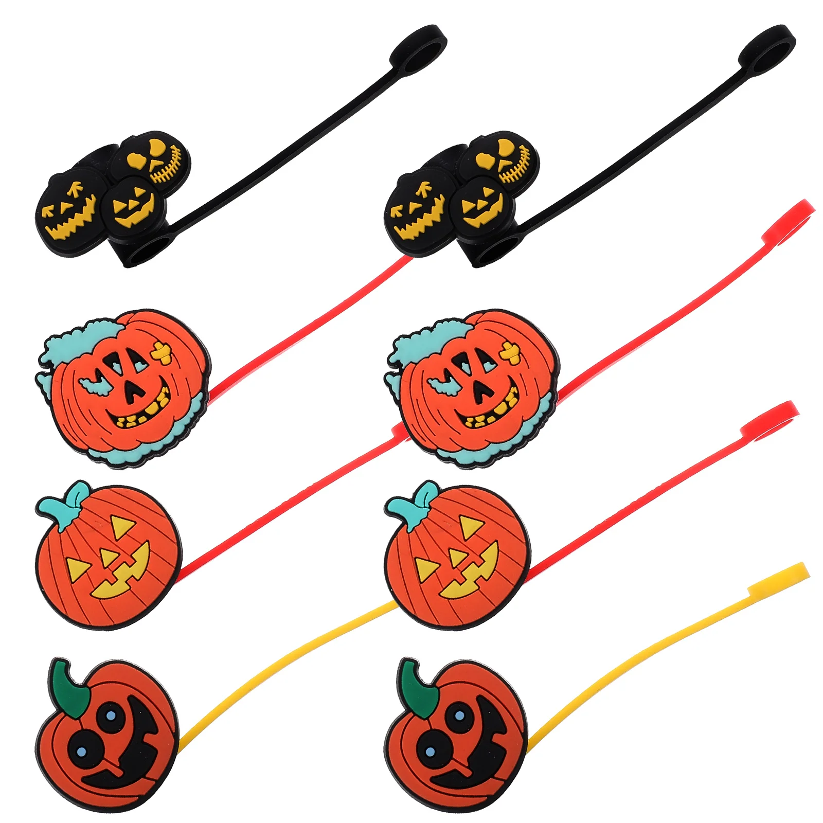 

8Pcs Halloween Straw Covers Halloween Straw Caps Silicone Drinking Straws Covers Straw Plugs Caps