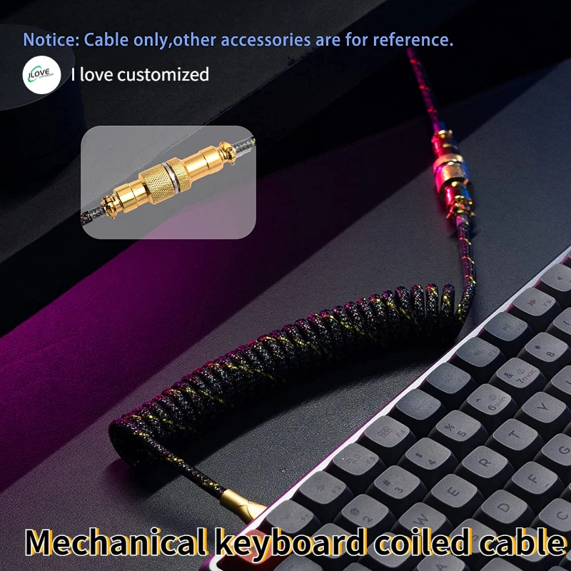 

Custom Coiled Keyboard Cables for Mechanical Gaming Keyboard USB-C to USB-A, Aviator Cable Keyboard Accessories with Storage Box