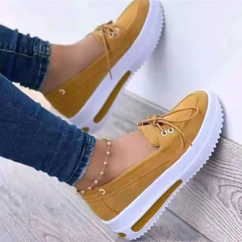 Women's Shoes Summer 2023 New Lace-up Platform Casual Sneakers Plus Size 43 Comfort Non Slip Flat Loafers Women Vulcanize Shoes