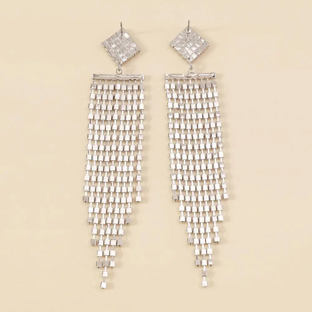 

Stylish Hook Earrings Shiny Alloy Bohemian Style Rhinestone Tassel Earrings Dangle Earrings Women Drop Earrings 1 Pair