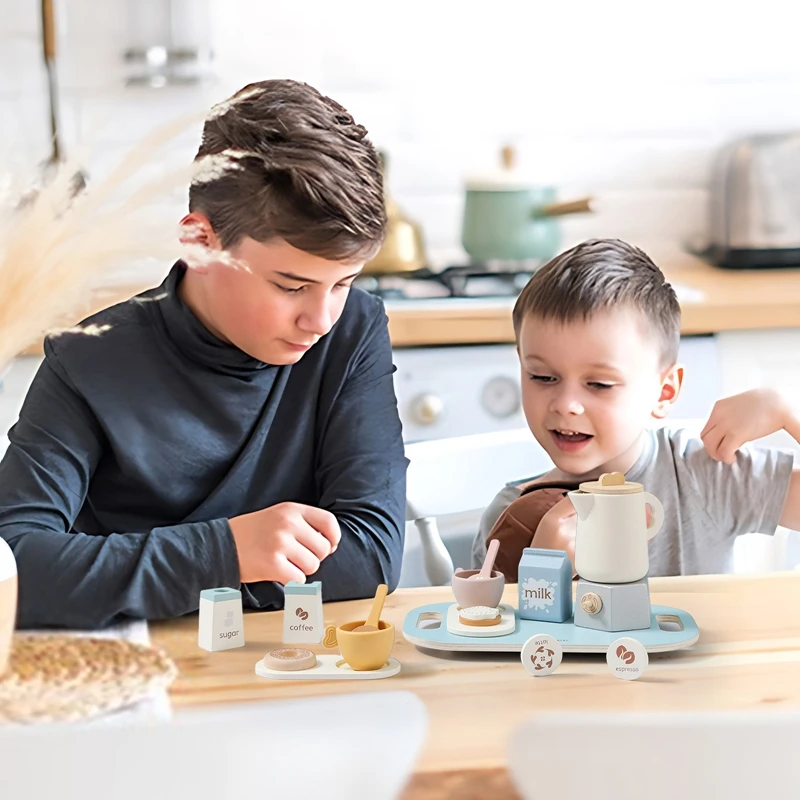 Деревянный набор для кофе послеобеденный чай игрушка детей кухонный чайник