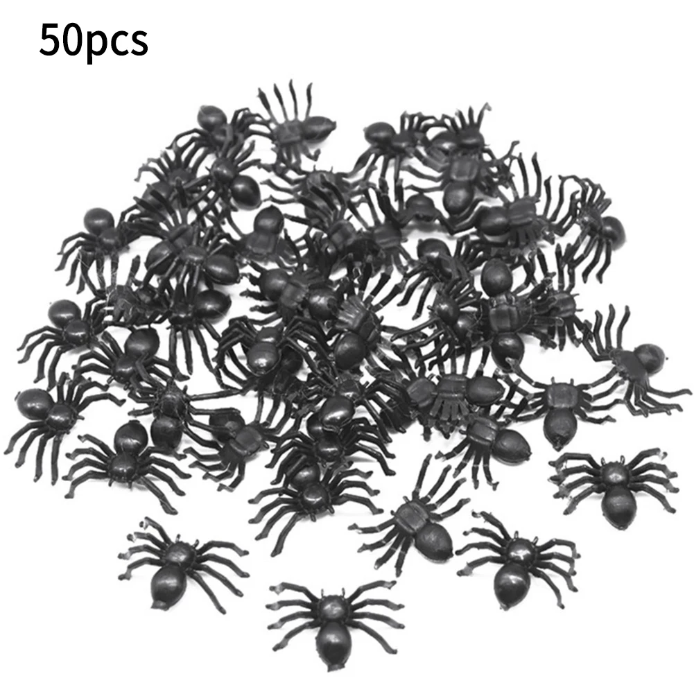 

50pcs Horror Black Spider 2.2*1.5CM PE Bar Party Decoration Supplies Simulation Tricky Toy Kids Halloween Decoration