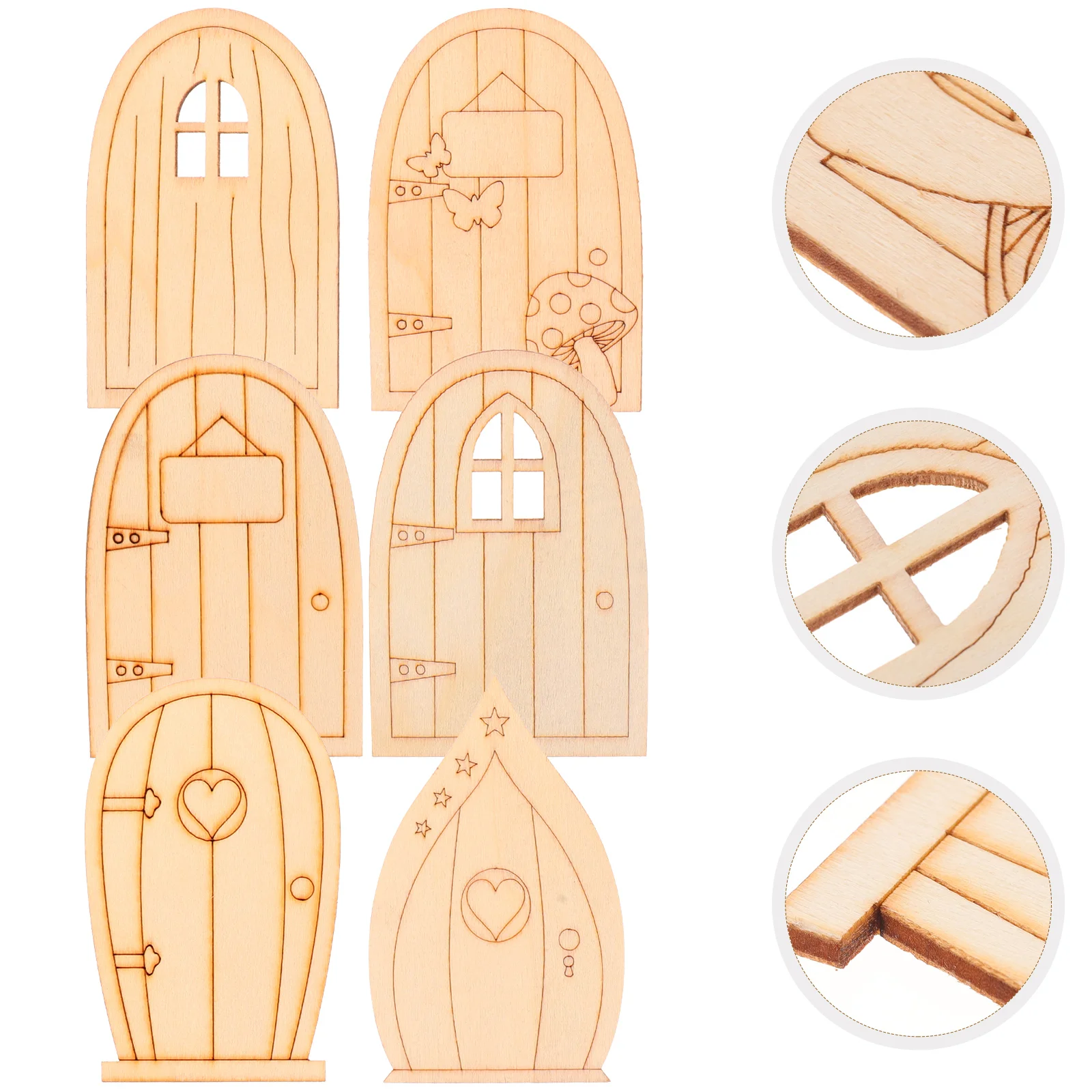 

Door Fairy Elf Miniature Wood Decor Tree Model Adornment Ornament Scene Hanging Garden