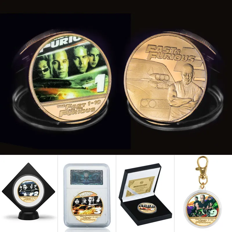 Памятная монета Furious Racing 1-10 из известных фильмов с золотым покрытием сувенир