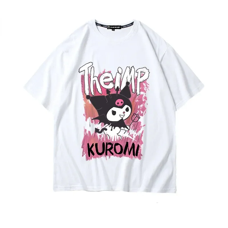 

Sanrio Y2K Cute Kuromi T-Shirt Printed Short Sleeve Women College Style Korean Girl Animation Casual Clothes Loose Leisure Top