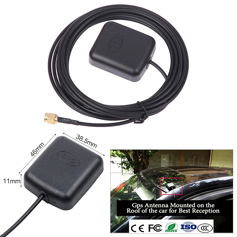 

Car Dash DVD Head Unit Stereos Right Angle SMA Male Plug GPS Active Antenna Aerial Connector Cable
